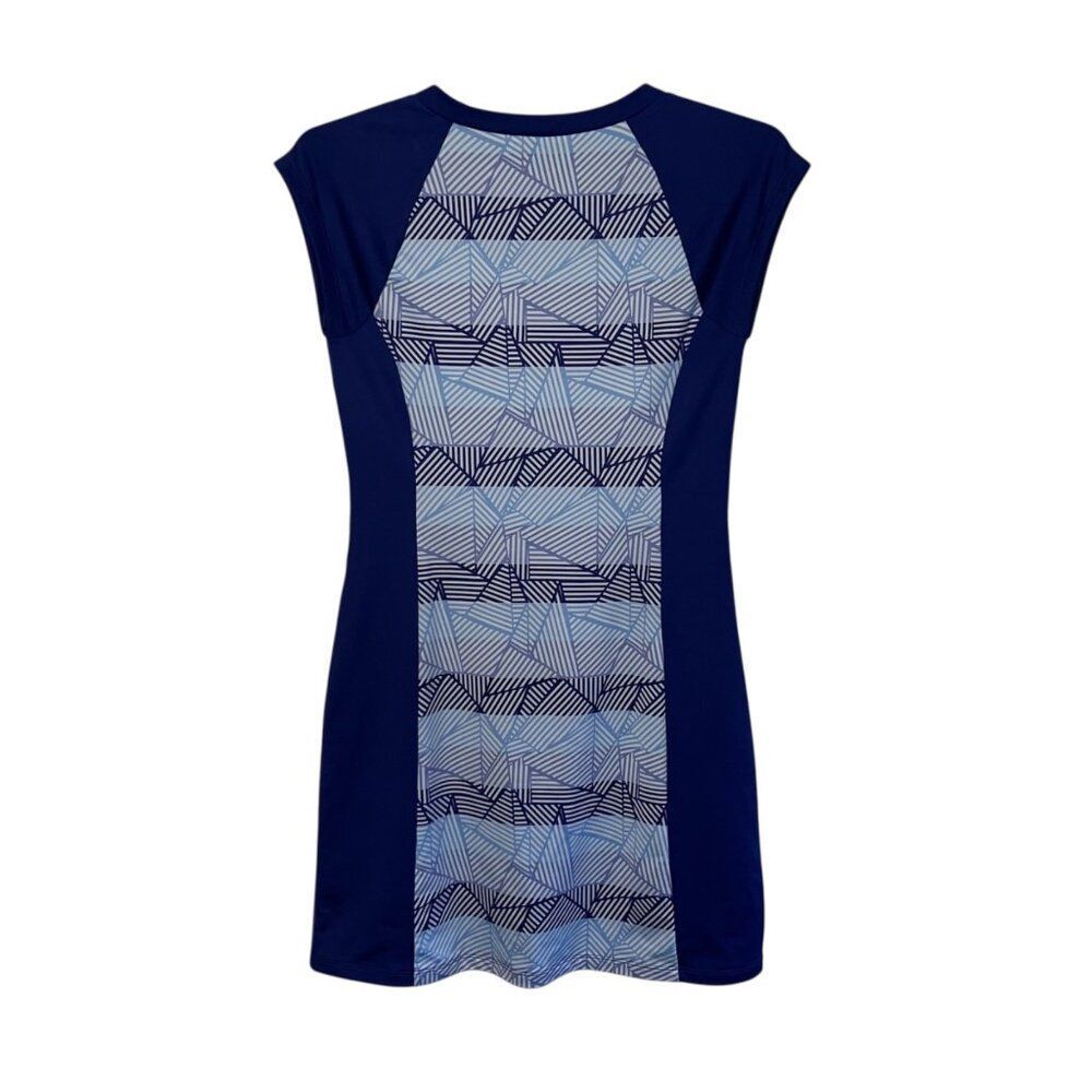 Title Nine Womens Gidget 2.0‎ Dress Sz S Blue Geometric Hiking Athleisure Travel - Picture 2 of 9